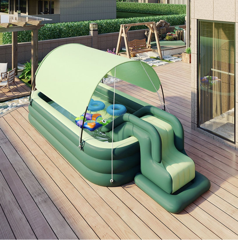 Inflatable swimming pool with thick umbrella, slide, children's swimming pool, adult swimming pool