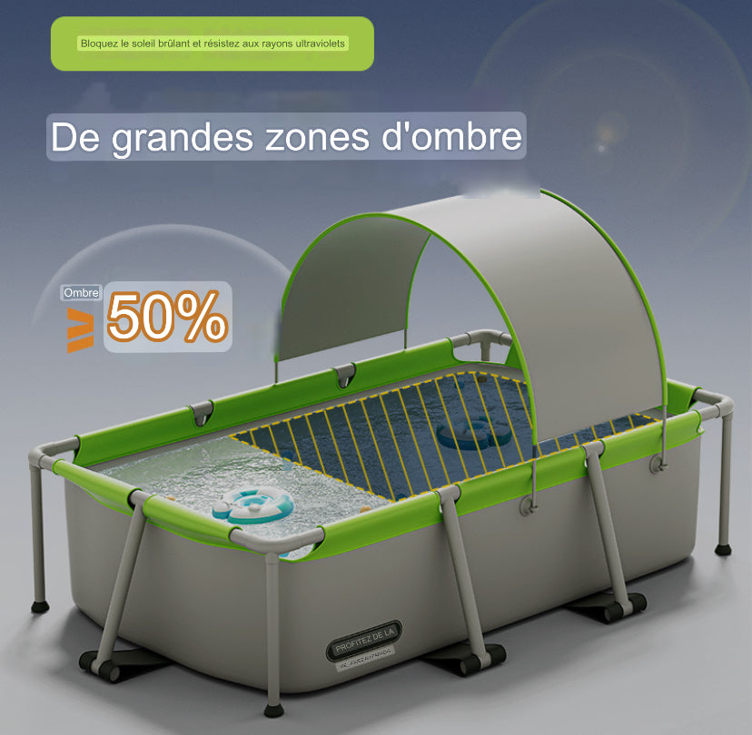 Piscine Hors-Sol Familiale Élégante avec Parasol Intégré - Espace Aquatique Confort 4,5m