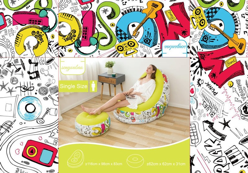 CosyPop Inflatable Armchair and Footrest Set