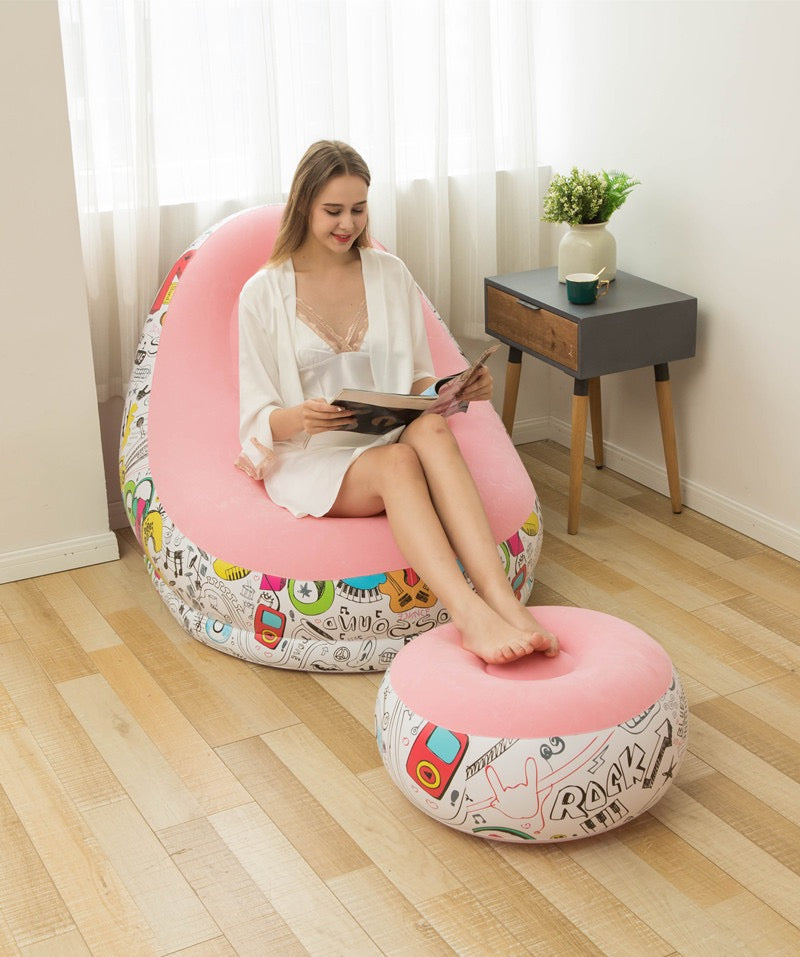 CosyPop Inflatable Armchair and Footrest Set