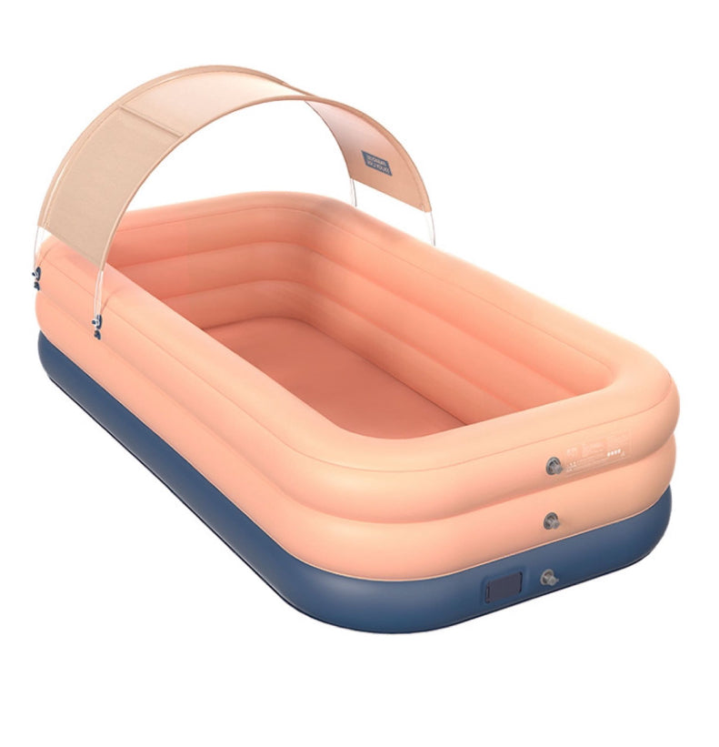 Piscine gonflable avec protection solaire sans fil.