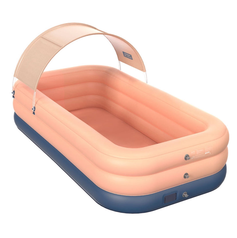 Piscine gonflable avec protection solaire sans fil.